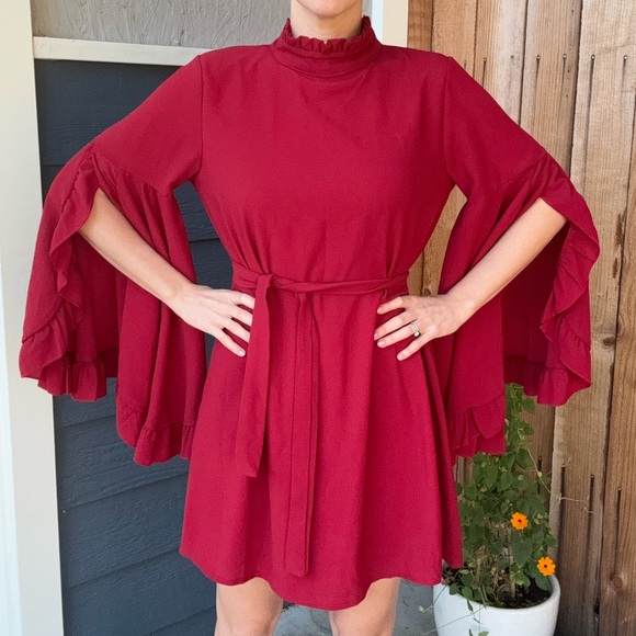 Red Mod/60s Witchy Boho Dress - Picture 2 of 11